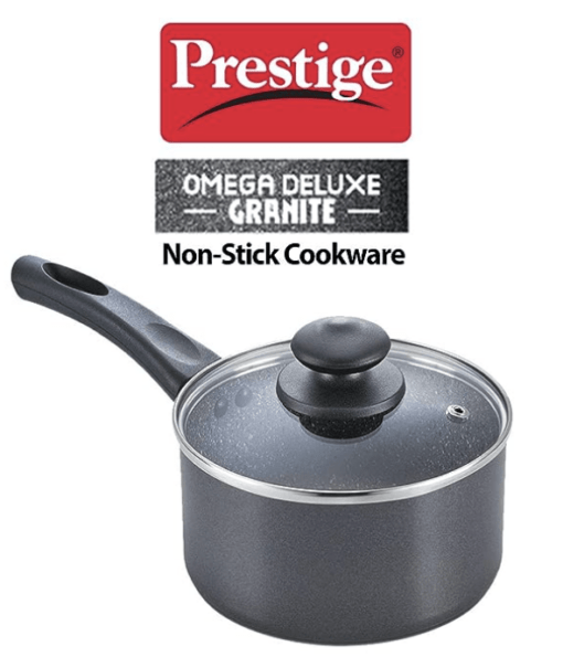 Prestige Omega Deluxe Granite Milk Pan with Lid, 16cm Black - Image 4